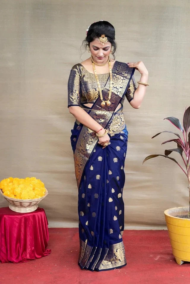 Banarasi Silk Embellished Saree for Women (Sea Green, 6.3 m)