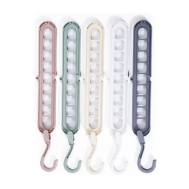 1pc Multi-functional Clothes Hanger With 9 Hole, Hanging Foldable Clothes Storage Tool, Hanger For Pants Shirt Bags, Storage Organzier Supplies For Dorm Bedroom